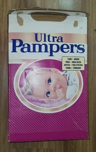 Vintage 80s ULTRA PAMPERS 48 Maxi PLASTIC diapers original box 18-33lbs/8-15kg - Picture 1 of 7
