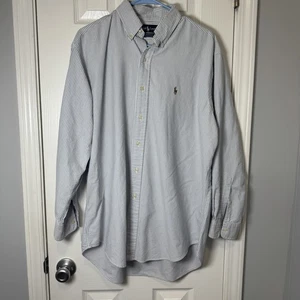 Camisa de vestir Ralph Lauren Yarmouth 100 % algodón para hombre a rayas con botones talla 16-33 L - Imagen 1 de 4