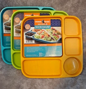 Nordic Ware Party Trays Cafeteria Lunch Camping Divided Trays Set of 3 NEW - Picture 1 of 4