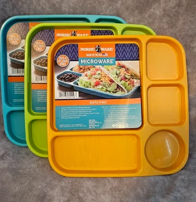 Nordic Ware Party Trays Cafeteria Lunch Camping Divided Trays Set of 3 NEW - Image 1 of 4
