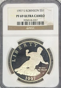 1997-S Jackie Robinson Commemorative Dollar-PF69 - Picture 1 of 6