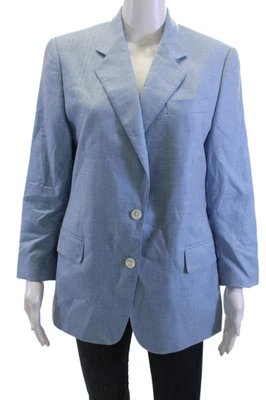 Loro Piana Women Light Blue Cashmere Silk Blazer Collared Button Size 10 - Image 1 of 4