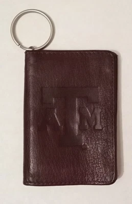 Cartera de identificación de estudiante de cuero granate en relieve Texas A&M Aggies Foto 1 de 4