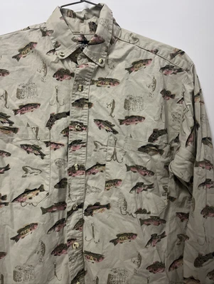 Impact Fishing Shirt Men's Small Button Down Trout All-Over-Print Cotton Casual - Image 1 of 4