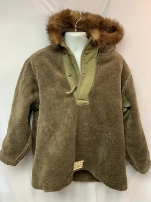 Vtg 1940s WW2 PILE FIELD PARKA Hooded Liner Montain Fur M43 US Army Sz M Or L? - Image 1 of 4