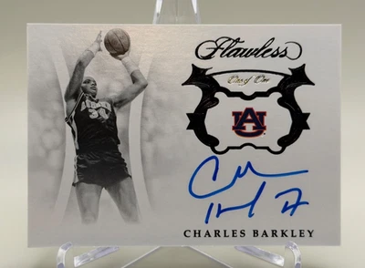 2019-20 Flawless Collegiate Charles Barkley Auburn Team Logo Black Auto #1/1 - Image 1 of 4