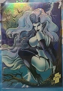 1995 Lady Death CHAOS CHROME CHASE CARD #C4 ClearChrome REFRACTOR Charcoal Comic - Bild 1 von 2