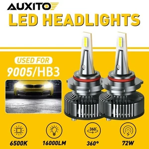 AUXITO 9005 LED Headlight Bulbs HB3 16000LM 72W 6500K High Low Beam Super White - Picture 1 of 12