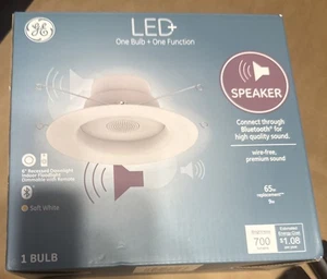 GE LED+ Speaker Recessed Downlight Fixture, 6-Inches, Soft White, Bluetooth - Picture 1 of 5