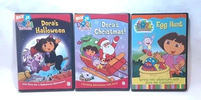 Lot Of Three Dora The Explorer DVD'S- Christmas, Halloween And Egg Hunt Foto 1 de 4