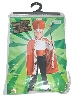 Childs King Robe And Crown Set One Size Fits All Halloween & Fun Costume NEW - Image 1 of 3