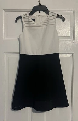 Vestido para niñas línea A sin mangas blanco y negro talla 10 fiesta navideña cremallera Foto 1 de 4