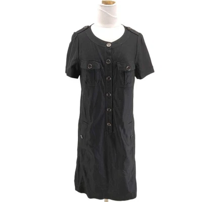 BURBERRY LONDON Dress Black Cotton Sanyo Shokai Japan Made Women's Size 44 - Image 1 of 4