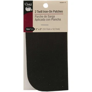 Iron-On Patches 5"X5" 2/Pkg Black Twill - Picture 1 of 1