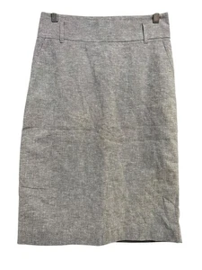 Ann Taylor Factory Skirt Womens 2 Gray Linen Blend Pencil Lined Office Career - Picture 1 of 10