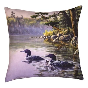 LOON LAKE TEXTURED INDOOR OUTDOOR THROW PILLOW - 18" SQUARE - Picture 1 of 1