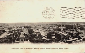 Hays KS Looking South-East from Water Tower Aerial View Kansas Postcard 1909 - Picture 1 of 6