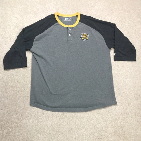 Wichita State University WSU Shockers Raglan Henley T Shirt Mens XL Extra Large Cover