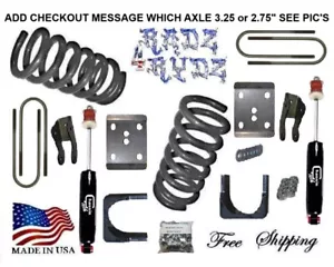 1965-1979 Ford F100 F150 3" Lowering Springs 6" Axle Flip Shock/Ext Lowering Kit - Picture 1 of 3