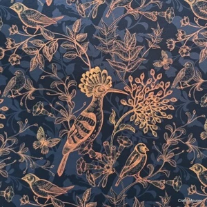 Printed velour velvet Upholstery Fabric Exotic Bird on Black Grey 355gsm - Picture 1 of 8