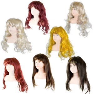 Perücke Fasching Karneval Halloween 9 Farben Lang Blond Rot Braun Schwarz Gelb - Bild 1 von 8