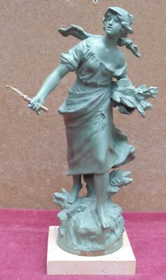 magnifique rare ancien grand régule FANEUSE femme signé L & P MOREAU très fin  - Photo 1/4