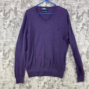 Lauren Ralph Lauren V-Neck Pullover Herren Large Pulli Lila Baumwolle Kaschmir - Bild 1 von 10