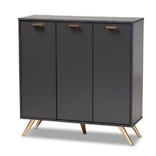 Baxton Studio Kelson Modern and Contemporary Dark Grey and Gold Finished Wood 3-