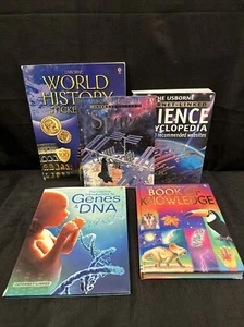 Lot of 5 Usborne Encyclopedia Science World History Genes DNA Space Knowledge - Picture 1 of 24