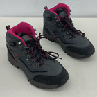 Hi-Tec Women's Combat Work Boots Gray Hot Pink Leather Size 8 Preowned