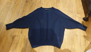 Maglione maglione Karen Millen blu navy maglia aperta M - Foto 1 di 12