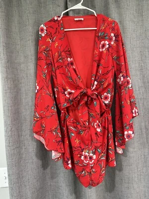 Mameluco Winston Blanco Hermosa Manga Campana - Rojo Chile - Nuevo sin Etiquetas - Talla Mediana Foto 1 de 4