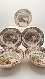 Johnson Brothers Friendly Village Covered Bridge 6" Cereal Bowl Set of 5 - Picture 1 of 8