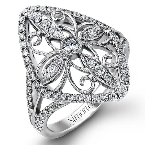 Anillo de diamantes de oro blanco de 18 quilates para dama HECHO POR SIMON G Foto 1 de 1