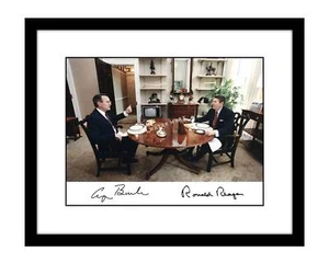 Ronald Reagan 8x10 Fotodruck George H.W. Bush signiert handsigniert Präsident - Bild 1 von 2