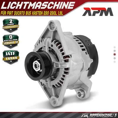 Alternatore Generatore 75A Per Fiat Ducato Furgone 230 230L 1994-2002 1.9L - Immagine 1 di 4
