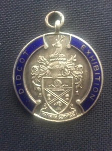 Rare Vintage blue Enamel Medallion Didcot Railway Exhibition Coat of Arms 40 mm - Picture 1 of 2