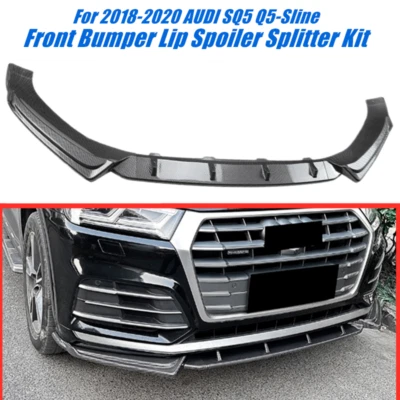 For 2018-20 AUDI SQ5 Q5-Sline Front Bumper Chin Lip Bodykit Spoiler Carbon Look - Image 1 of 4
