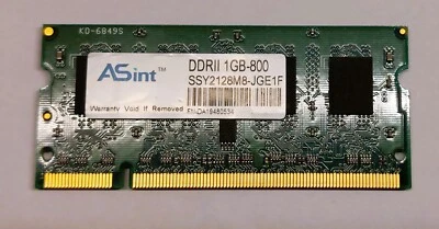 RAM SO-DIMM 1GB DDR2 ASINT DDRII 1GB-800 SSY2128M8-JGE1F PC2-6400S 800 MHz - Immagine 1 di 2