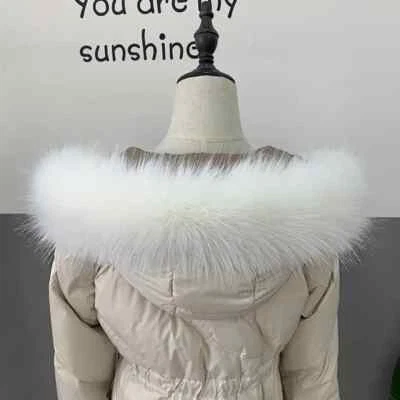 Bufanda con cuello de piel sintética chaquetas de invierno capucha ribete de piel para mujeres hombres niños 60 cm 90 cm Foto 1 de 4