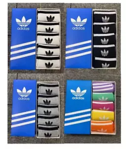 Adidas Socks 5 Pairs Pack Cotton Mid-Tube Casual Socks Unisex - Picture 1 of 4
