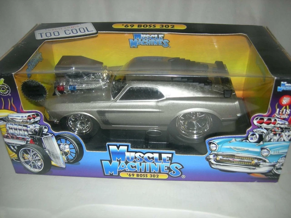 69 Boss 302 Mustang Silver and Black trim Muscle Machine Nice box 1:18 scale - Image 1 of 1