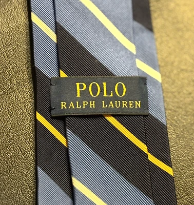 Corbata Polo Ralph Lauren Para Hombre Azul Marino Rayas Hecha a Mano en Italia Corbata Seda Foto 1 de 3