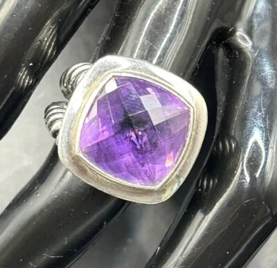 Anillo David Yurman Amatista Albión Plata de Ley 925 Cable de Cóctel Talla 6 Foto 1 de 4