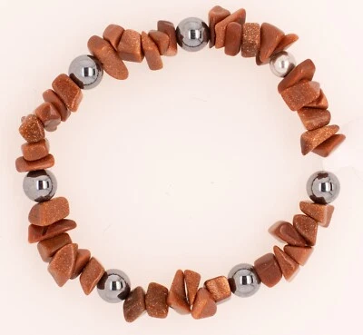 Elastisches Armband aus Goldfuß Splitter mit Silizium Perlen - Bild 1 von 2