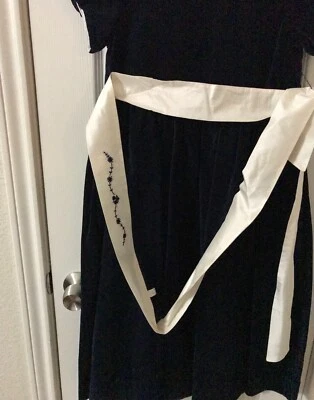 Girl's Strasburg Navy Blue Velvet Dress - Image 1 of 2