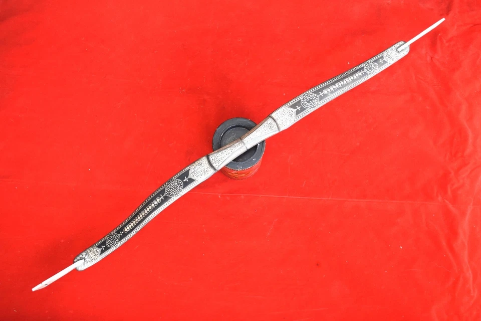 Arco e flecha vintage mogol islâmico otomano prata damasceno todo em aço decoração - Imagem 1 de 4