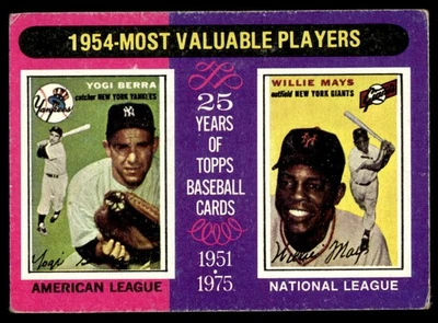 1975 Topps #192 1954 MVPs Yogi Berra/Willie Mays ¡Sin precio base! EX-EXMINT Foto 1 de 2