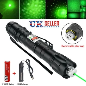 Green Laser Pointer Pen 100Miles USB Rechargable Laser Pen Beam Torche 532NM UK - Picture 1 of 21