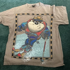 Vintage Changes Looney Tunes Skiing Taz Shirt 1994 Warner Bros Mens sz Lrg RARE - Picture 1 of 8